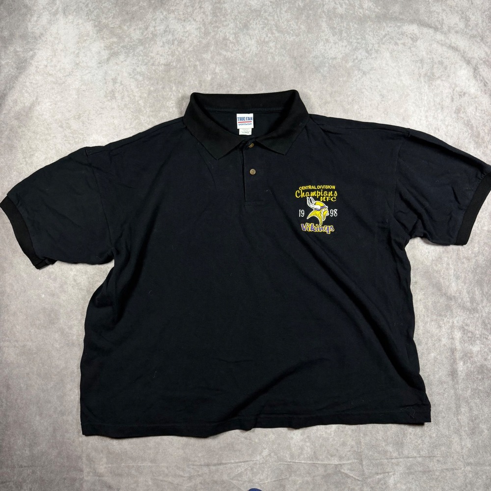 Vintage 90s True Fan Minnesota Vikings 1998 NFC Champions Polo Shirt Men XL Boxy